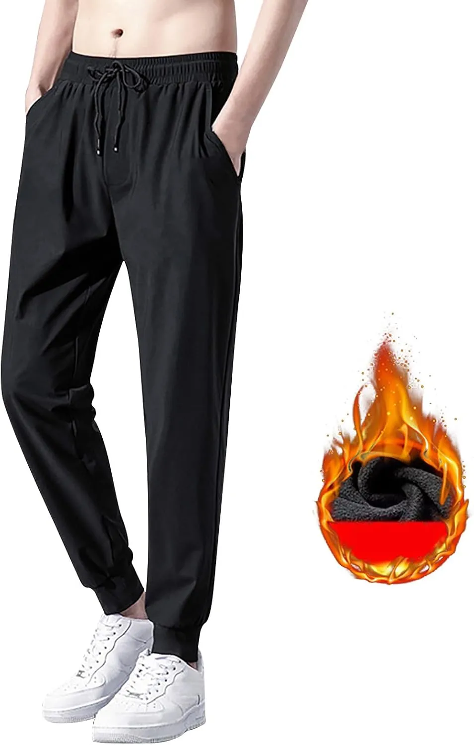 2023 Men's Lightweight Joggers Fleece Cargo Hiking Pants Track Running Workout Sweatpants Travel Golf Casual Outdoor Pants