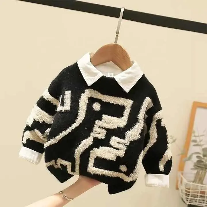 &nbsp;Autumn Winter Baby Kids Boys-سترة محبوكة بأكمام
