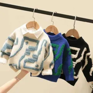 &nbsp;Autumn Winter Baby Kids Boys-سترة محبوكة بأكمام