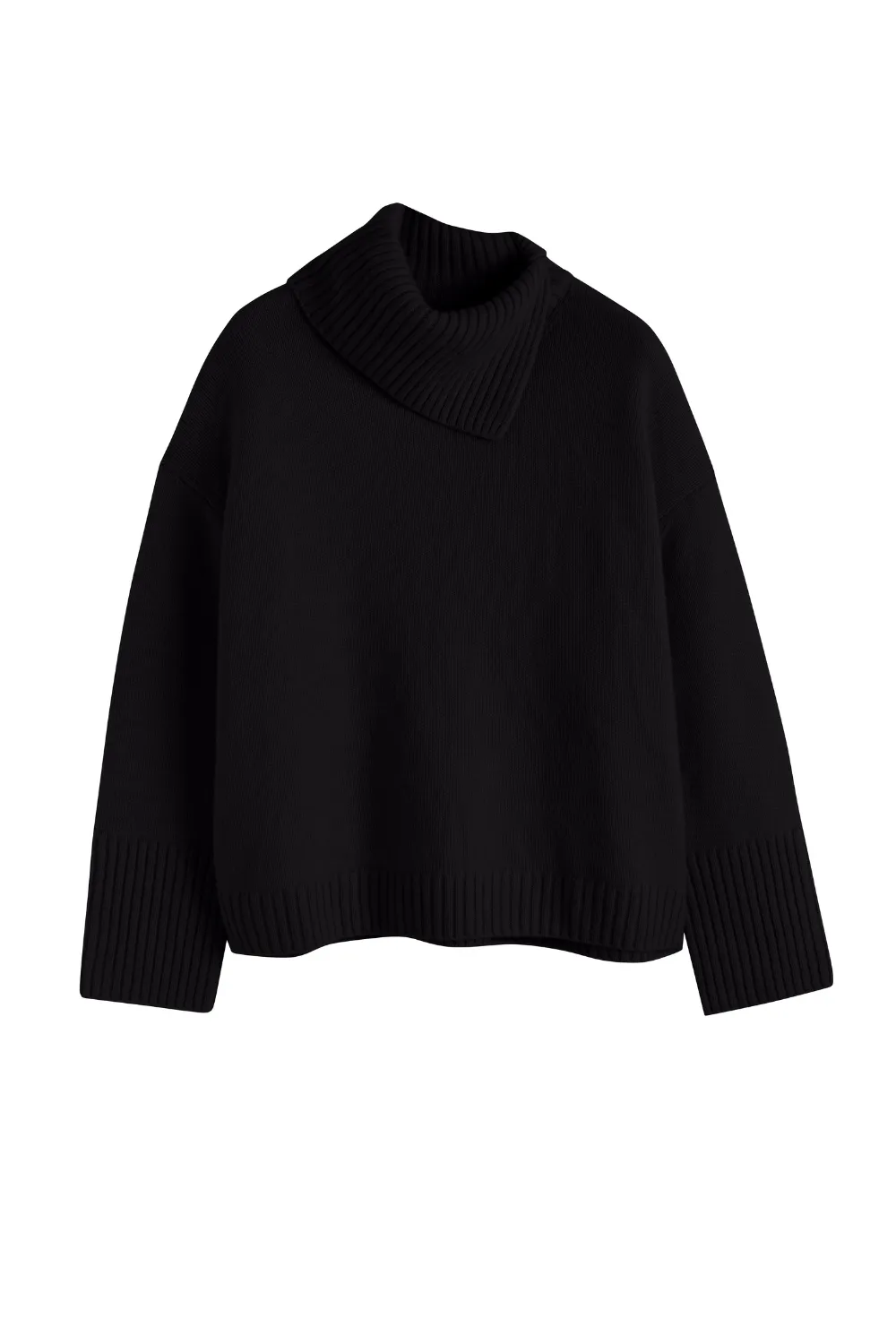Black Pure Cashmere Asymmetric Sweater