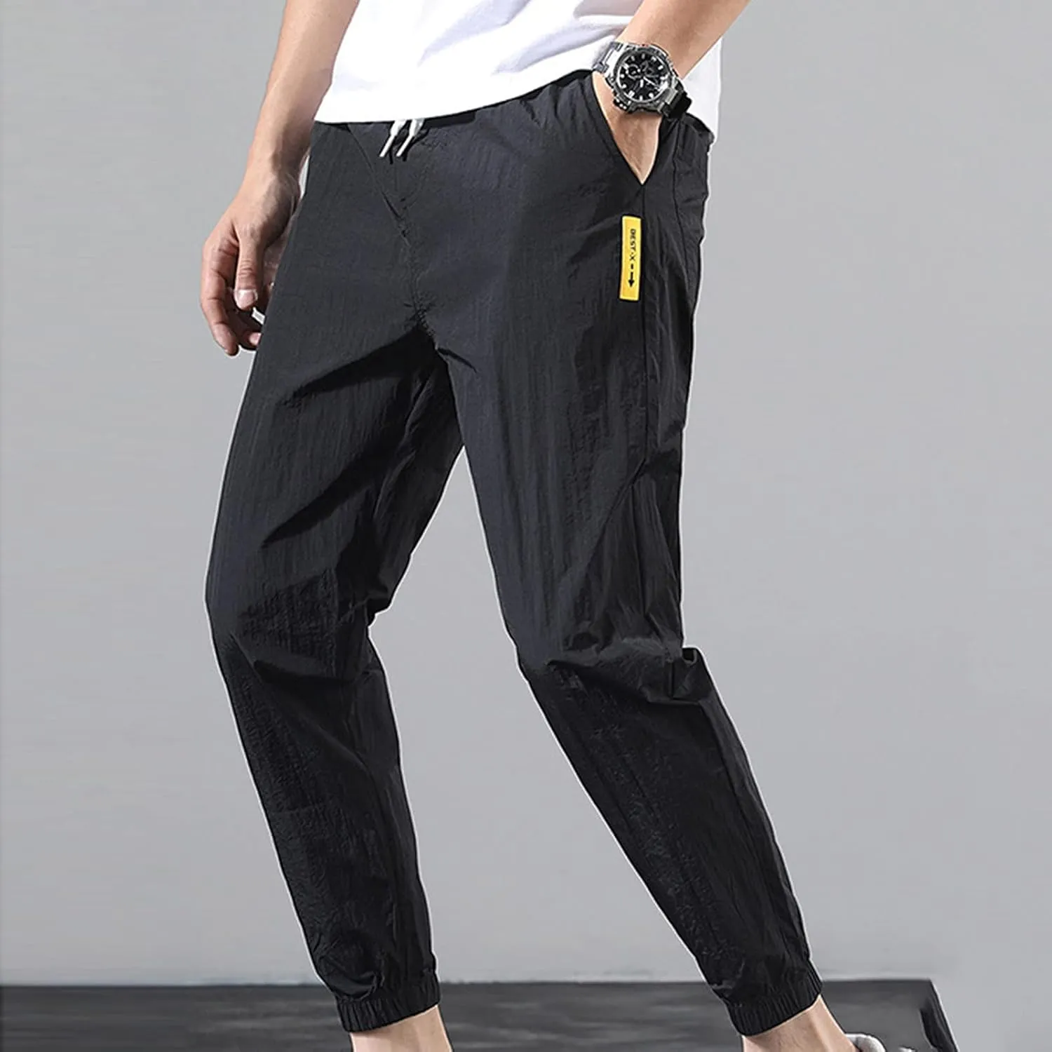 Cargo Pants for Men Cotton Linen Wild Workout Joggers Tapered Leg Work Sweatpants for Men with Pockets Hiking Trousers