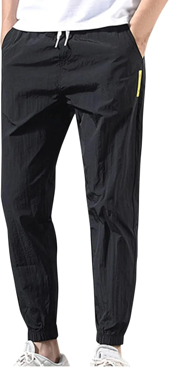 Cargo Pants for Men Cotton Linen Wild Workout Joggers Tapered Leg Work Sweatpants for Men with Pockets Hiking Trousers