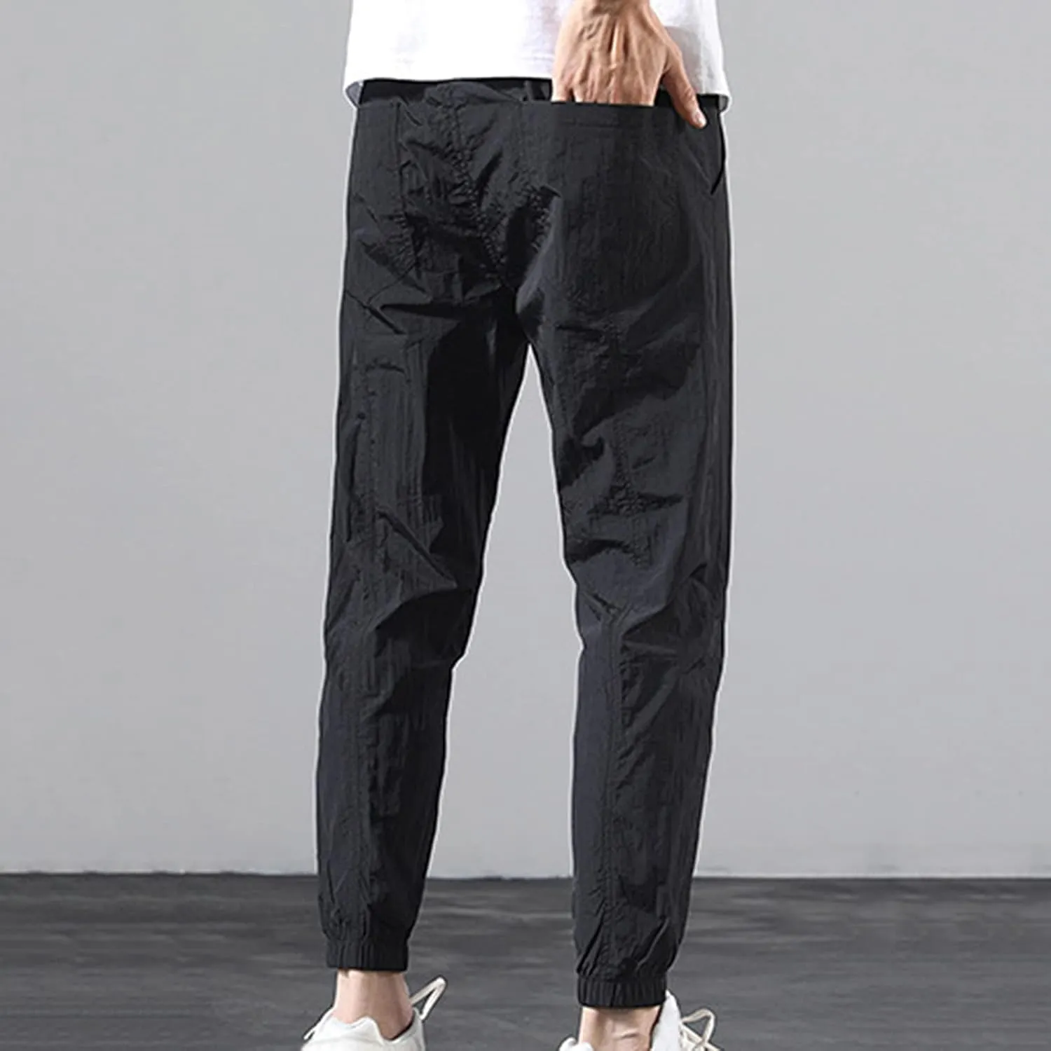 Cargo Pants for Men Cotton Linen Wild Workout Joggers Tapered Leg Work Sweatpants for Men with Pockets Hiking Trousers
