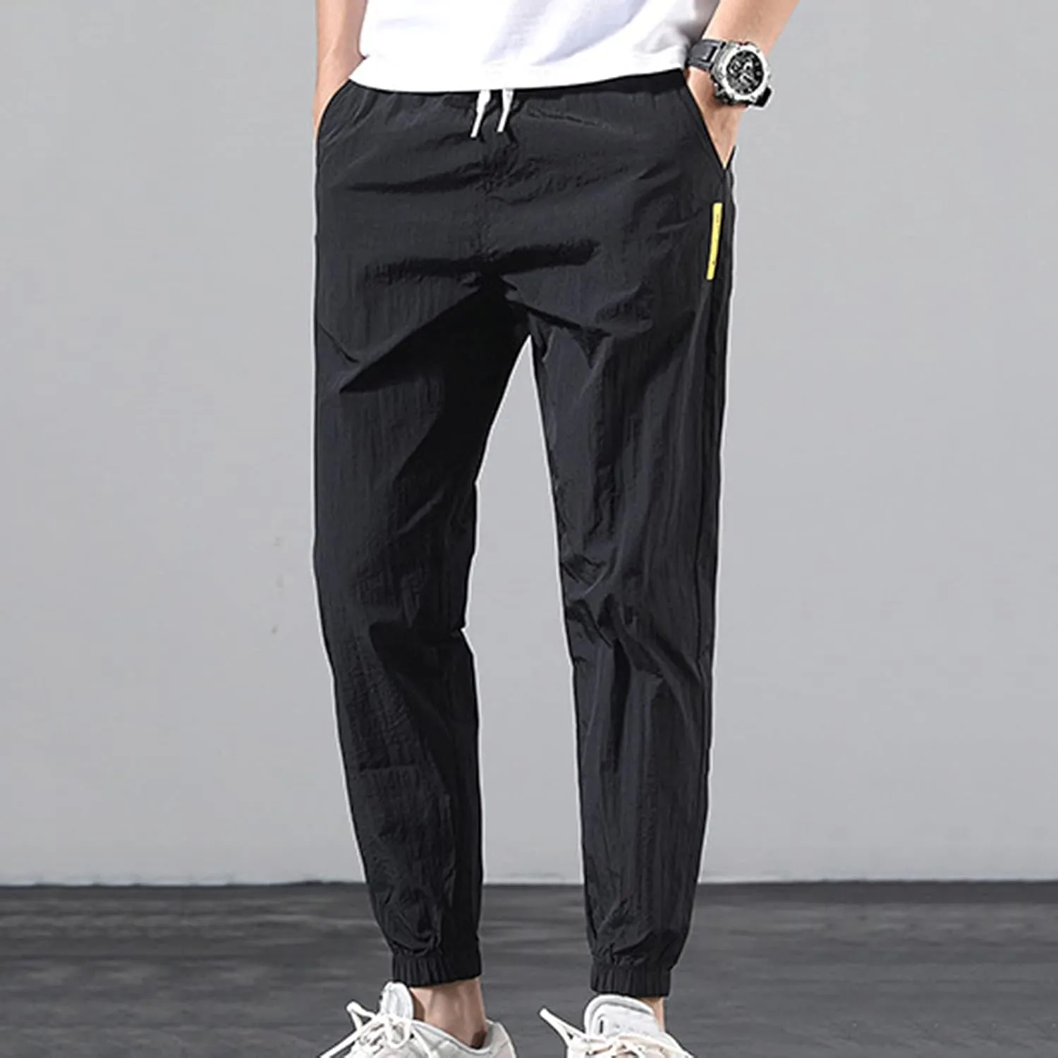 Cargo Pants for Men Cotton Linen Wild Workout Joggers Tapered Leg Work Sweatpants for Men with Pockets Hiking Trousers