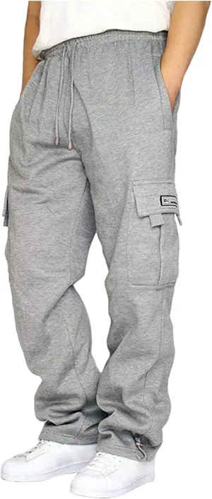 Cargo Pants for Men Gym Elastic Waist Drawstring Hiking Pants Fashion Sweatpants with Pockets Workout Joggers Trouser