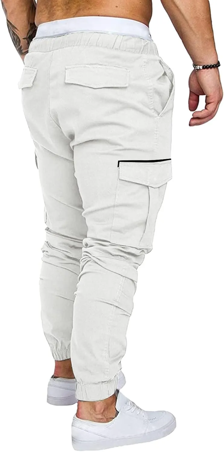 Cargo Trousers for Men Outdoor Jogging Workout Running Gym Regular Fit Mens Joggers Sweatpants Lightweight Drawstring