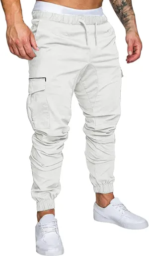 Cargo Trousers for Men Outdoor Jogging Workout Running Gym Regular Fit Mens Joggers Sweatpants Lightweight Drawstring