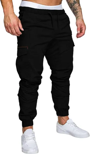 Cargo Trousers for Men Outdoor Jogging Workout Running Gym Regular Fit Mens Joggers Sweatpants Lightweight Drawstring