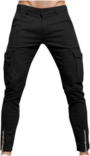 Cargo Work Pants Men Stylish Uniform Tactical Stretch Chinos Pants Lightweight Slim Fit Military Tapered Trousers