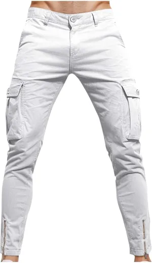 Cargo Work Pants Men Stylish Uniform Tactical Stretch Chinos Pants Lightweight Slim Fit Military Tapered Trousers