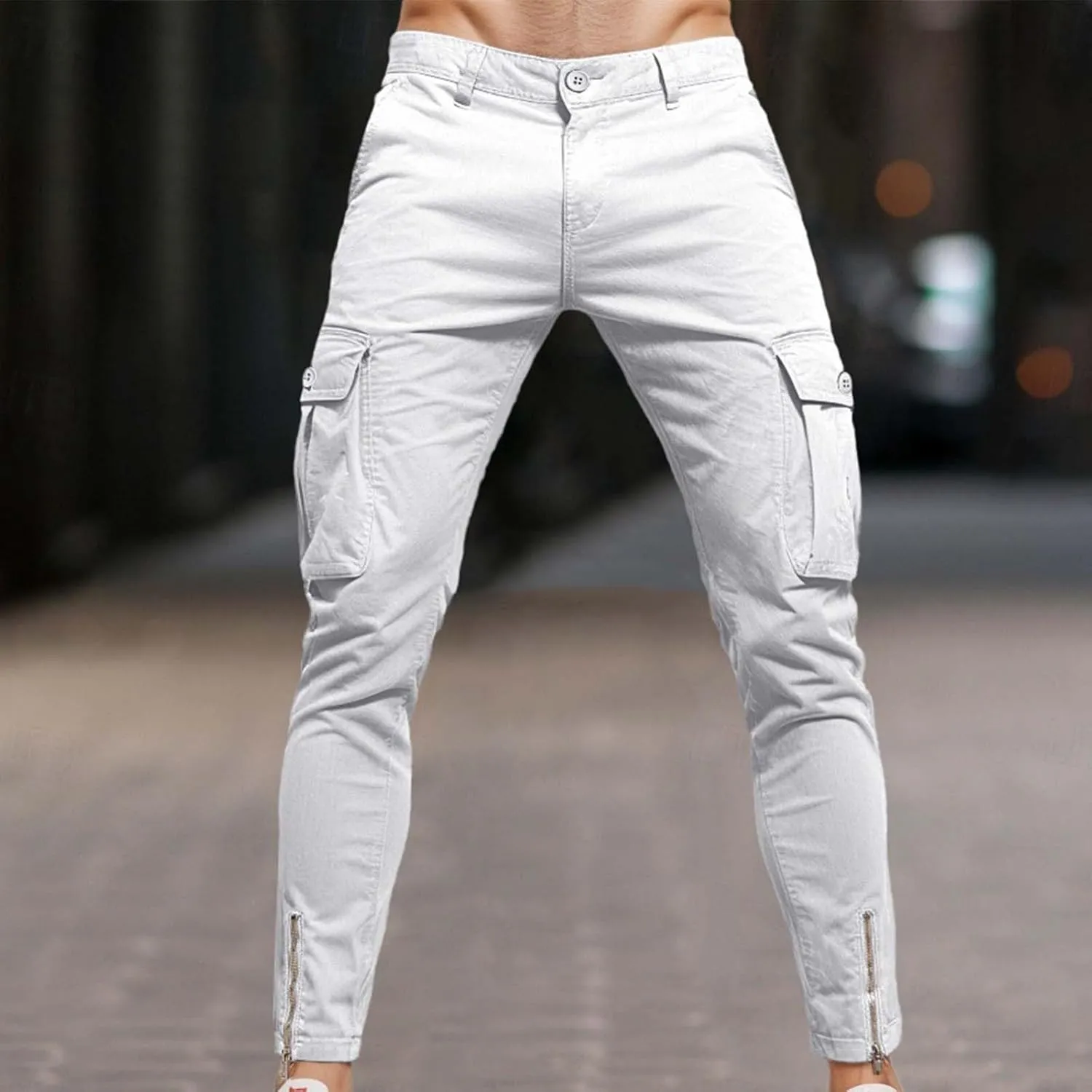 Cargo Work Pants Men Stylish Uniform Tactical Stretch Chinos Pants Lightweight Slim Fit Military Tapered Trousers