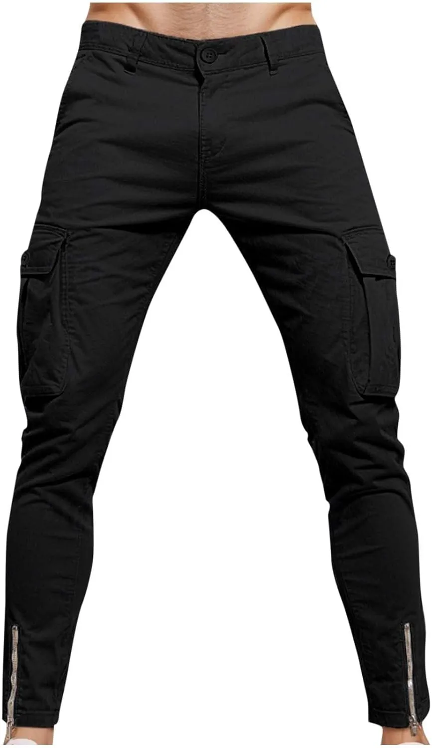 Cargo Work Pants Men Stylish Uniform Tactical Stretch Chinos Pants Lightweight Slim Fit Military Tapered Trousers