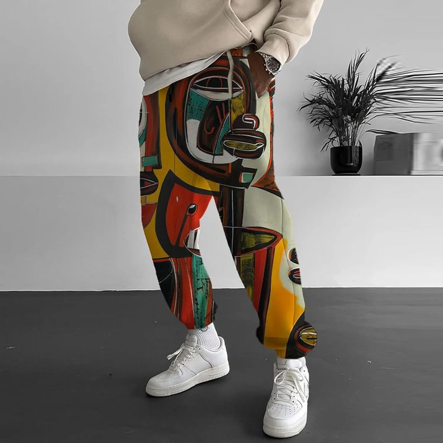 Casual Comfy Elastic Drawstring Baggy Trouser Sweatpants Mens Athletic Pants Japanese Pants Samurai