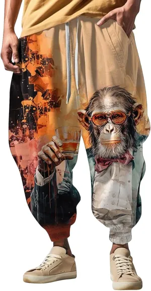 Casual Comfy Elastic Drawstring Baggy Trouser Sweatpants Mens Athletic Pants Japanese Pants Samurai