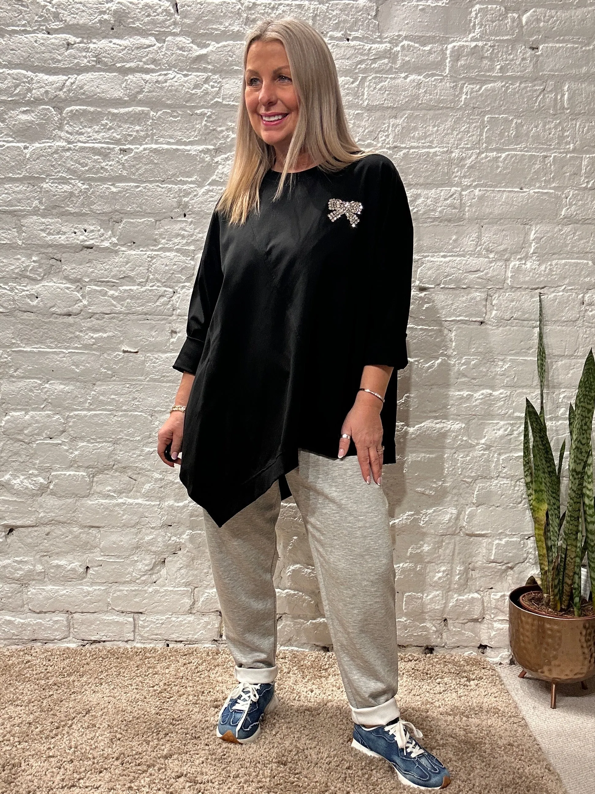 Chelsea Diamant Bling Bow Lux Luna Tunic Lounge Top