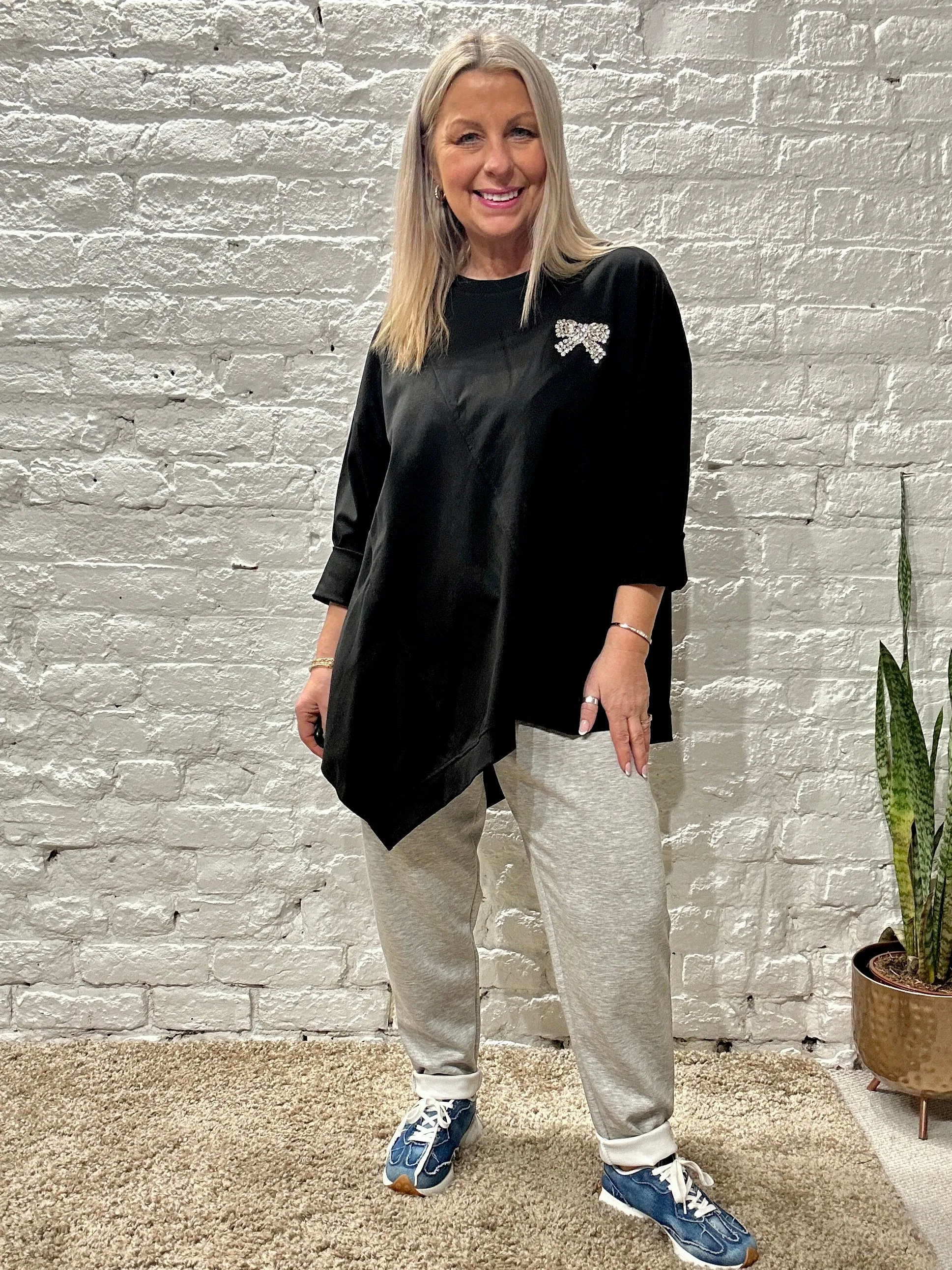 Chelsea Diamant Bling Bow Lux Luna Tunic Lounge Top