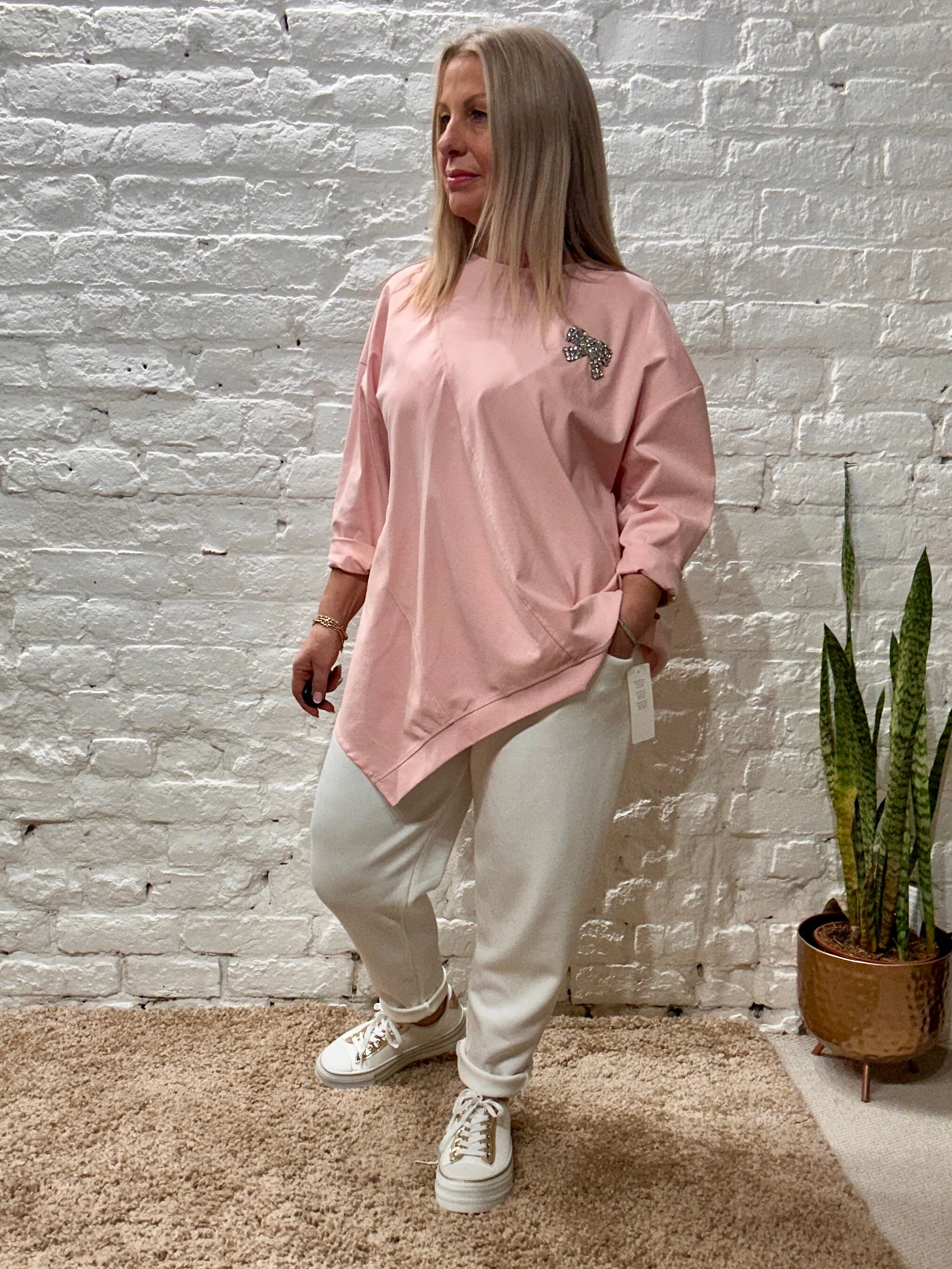 Chelsea Diamant Bling Bow Lux Luna Tunic Lounge Top