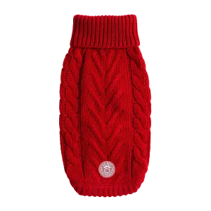Cozy Chalet Dog Sweater - Red Knit Turtleneck Pet Apparel
