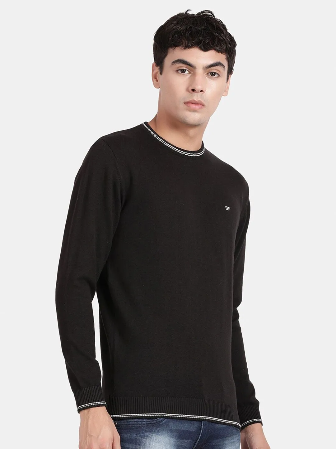 Crew Neck Black Full Sleeve Pullover