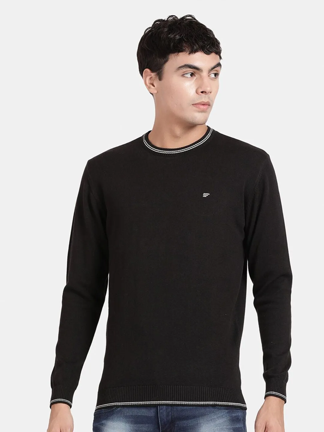 Crew Neck Black Full Sleeve Pullover