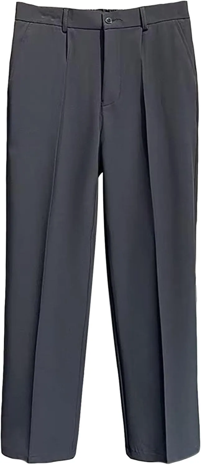 DGHM-JLMY Men's Fashion Wide Leg Casual Mop Pants Flat Front Slim Fit Pant Wear Relaxed Fit Straight Leg Pant