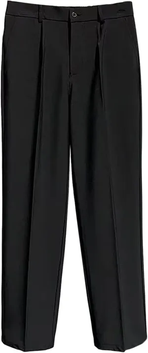 DGHM-JLMY Men's Fashion Wide Leg Casual Mop Pants Flat Front Slim Fit Pant Wear Relaxed Fit Straight Leg Pant