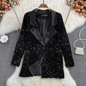 fashion mid-length sequined suit jacket two-piece sexy dress    S4022