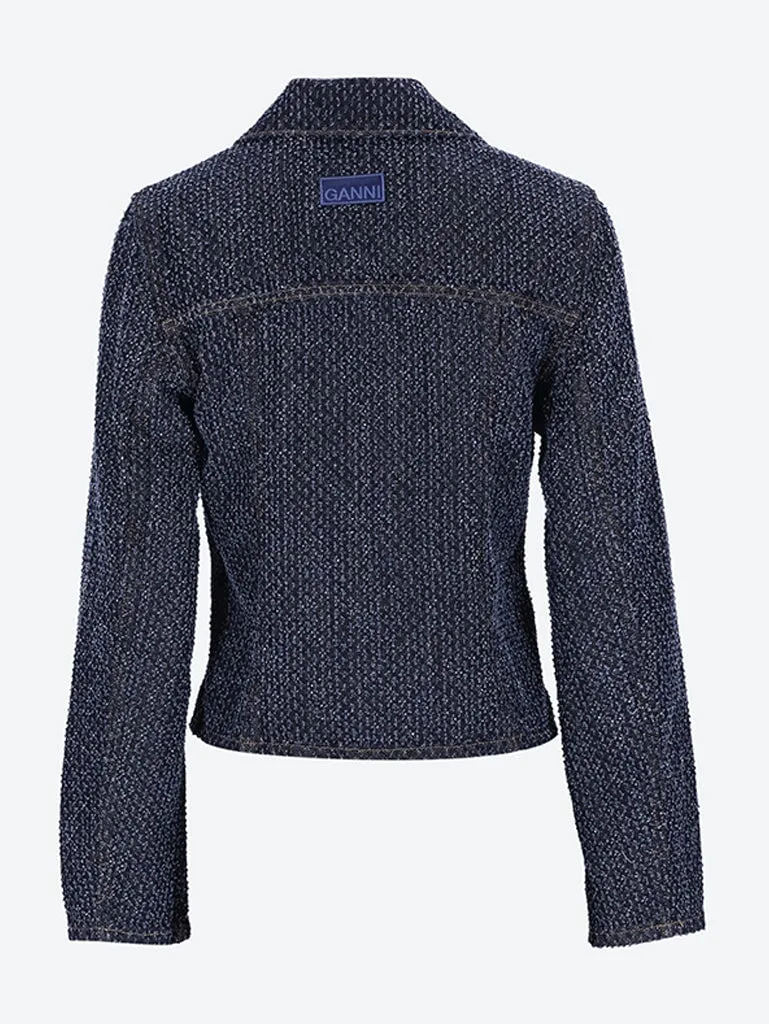 Fluffy denim fitted blazer