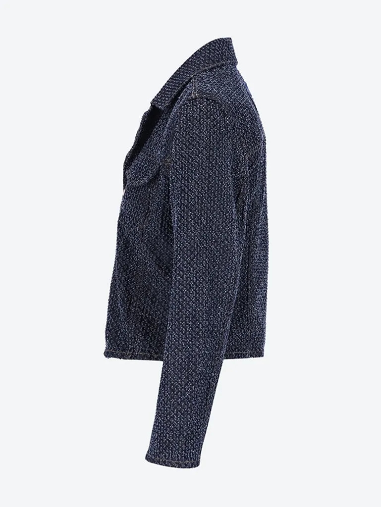 Fluffy denim fitted blazer