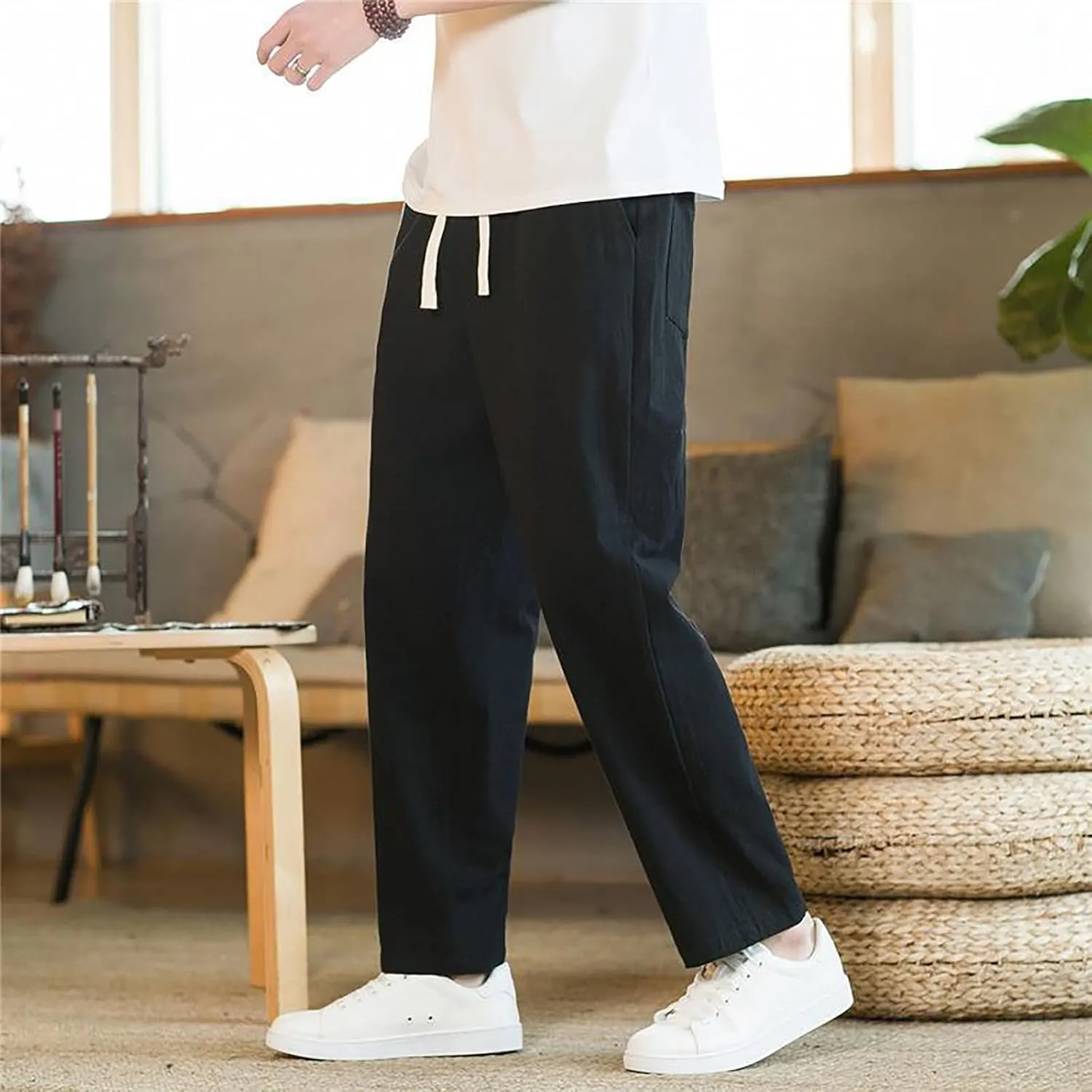 GIERIDUC Casual Loose Pant for Men Men's Flat Front Relaxed Straight Pant Mens Cargo Pants Slim Fit Dress Pants for Big Guys