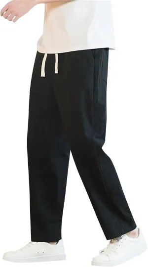 GIERIDUC Casual Loose Pant for Men Men's Flat Front Relaxed Straight Pant Mens Cargo Pants Slim Fit Dress Pants for Big Guys