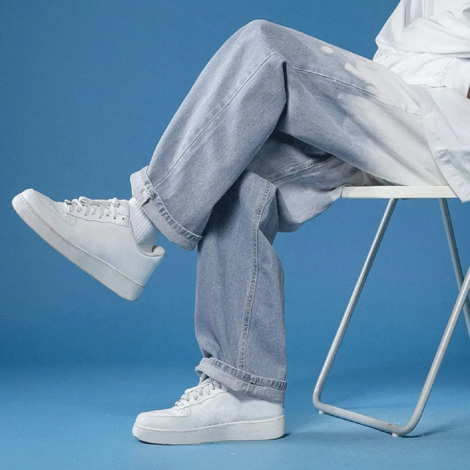 GIERIDUC Harajuku Hip Hop Denim Pants Men Winter Workout Clothes for Men Casual Jogger Pants for Men Long Legged Joggers Mens