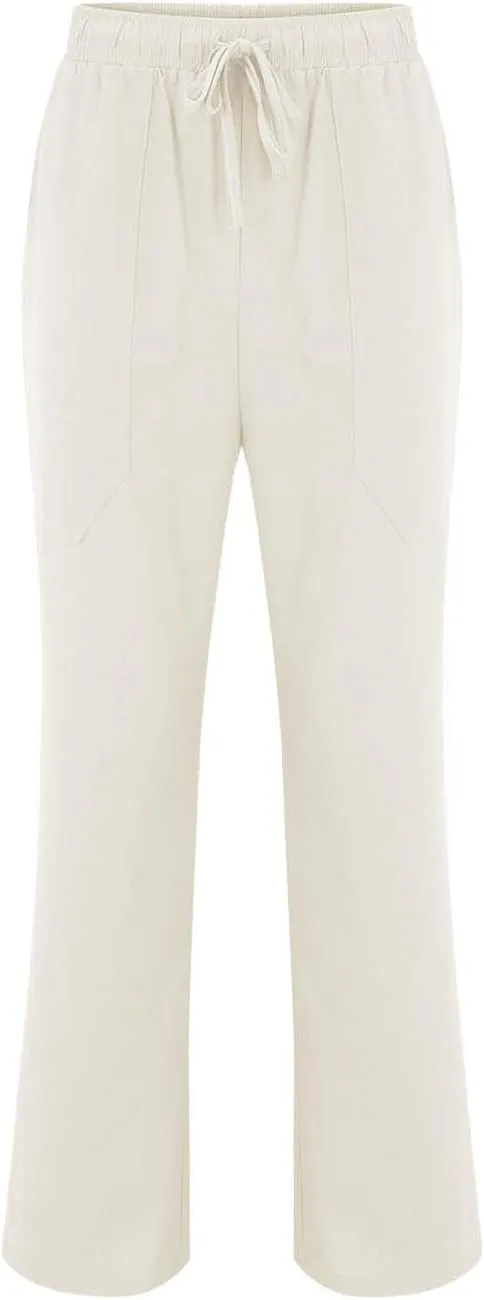 GIERIDUC Men's Casual Linen Pants Elastic Waist Drawstring Yoga Beach Pants Lightweight Loose Fit Hippie Trouser with Pockets
