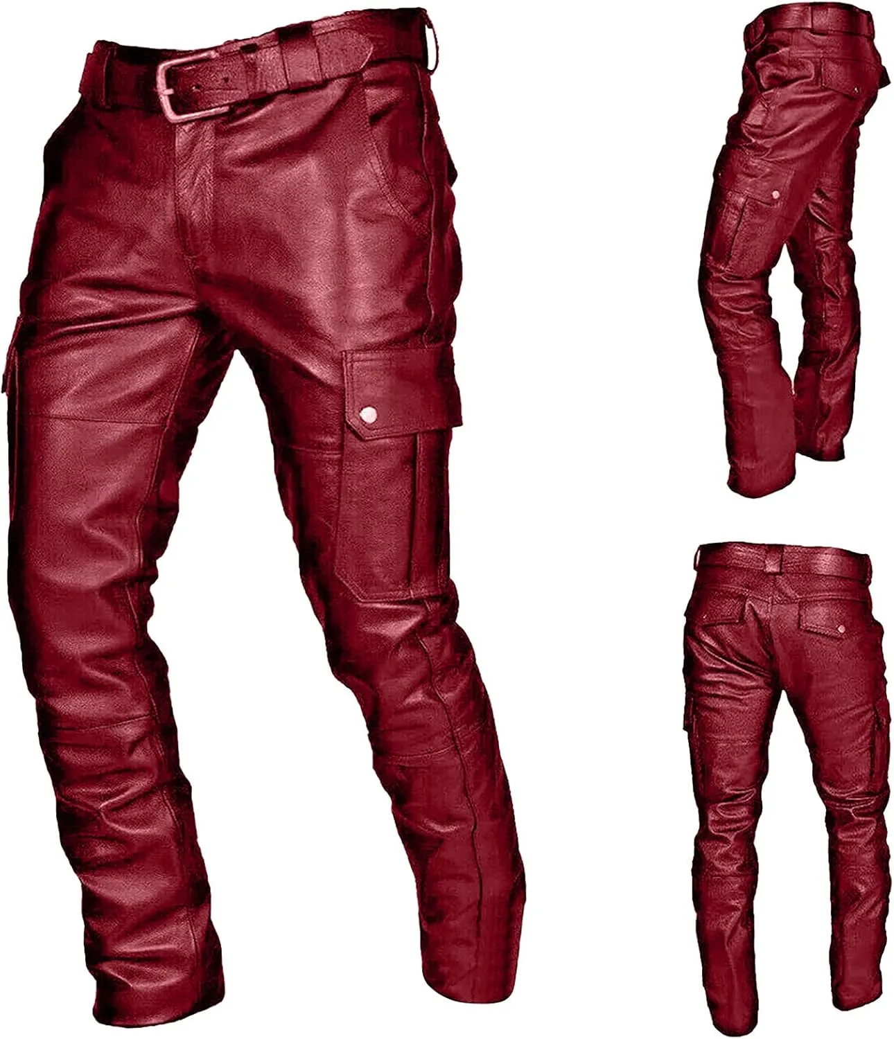 GIERIDUC Men's Faux Leather Pants Mens Extra Long Length Pyjama Bottoms Men's Pants with Long Crotch Grey Sweatpants for Men
