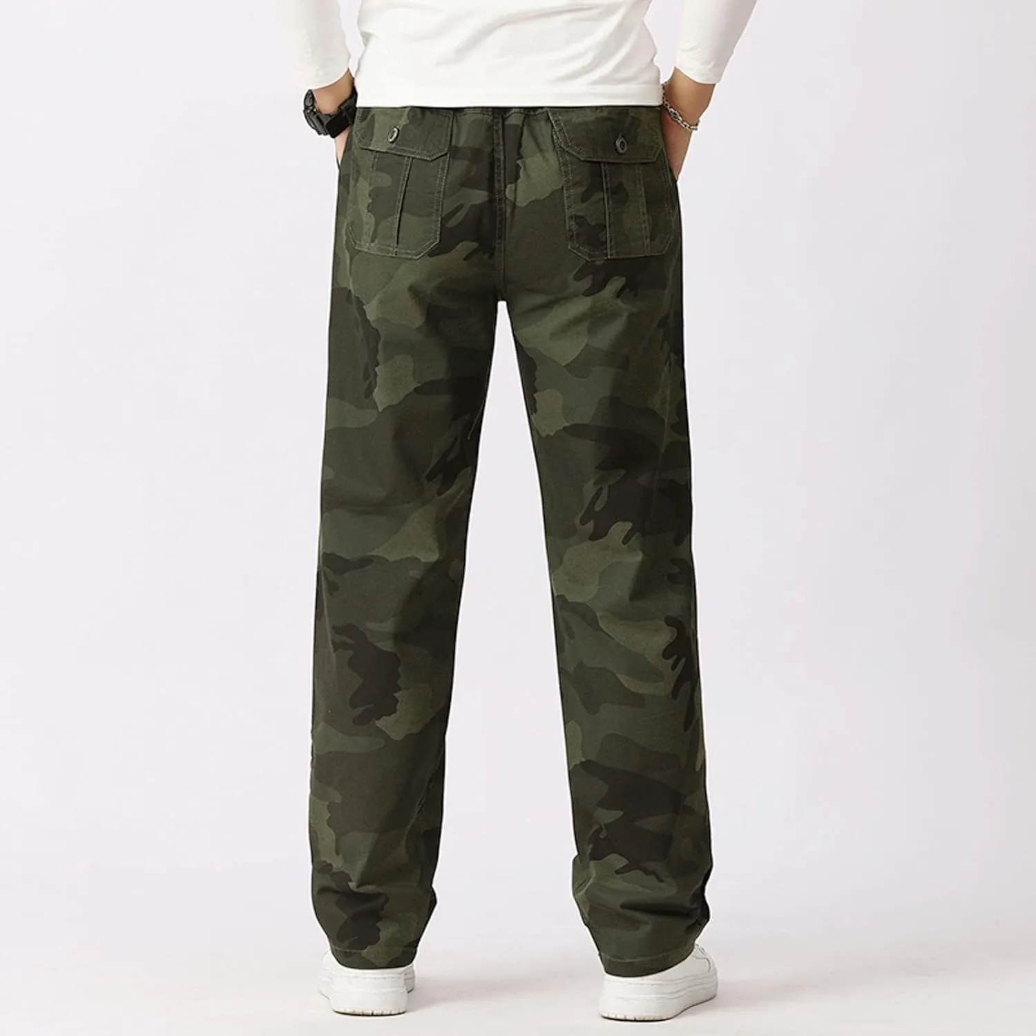 GIERIDUC Men's Fleece Cargo Sweatpants Big and Tall Cargo Pants for Men Half Long Half Short Pants Mens Wide Corduroy Pants