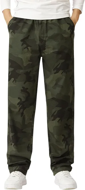 GIERIDUC Men's Fleece Cargo Sweatpants Big and Tall Cargo Pants for Men Half Long Half Short Pants Mens Wide Corduroy Pants