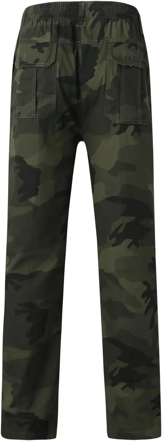 GIERIDUC Men's Fleece Cargo Sweatpants Big and Tall Cargo Pants for Men Half Long Half Short Pants Mens Wide Corduroy Pants