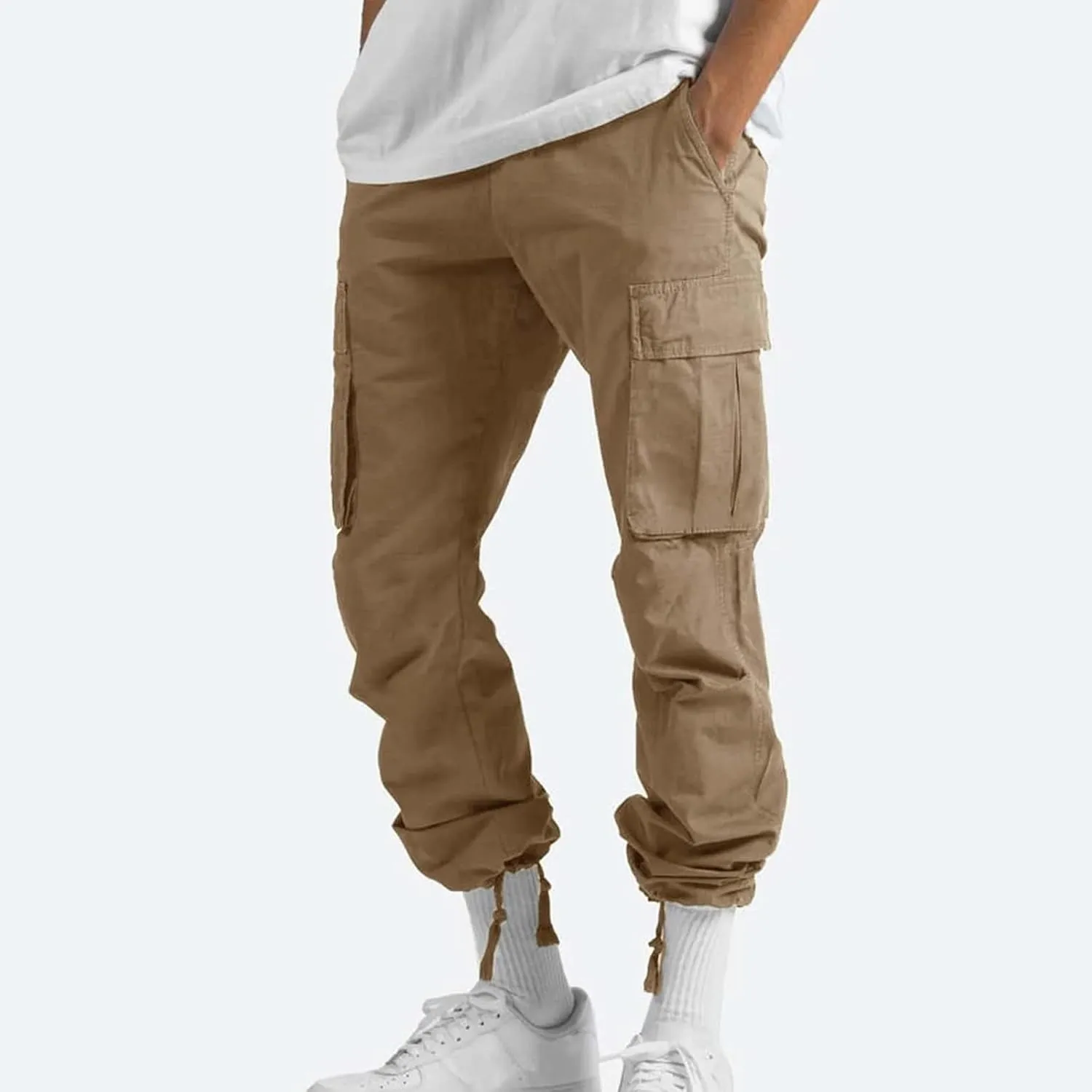 GOFULY Cargo Pants for Men Baggy Elastic Waist Drawstring Pants Pockets Pants Stretch Casual Fall Winter Joggers Trousers