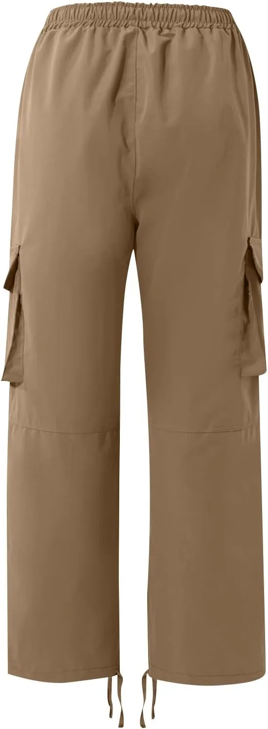 GOFULY Cargo Pants for Men Baggy Elastic Waist Drawstring Pants Pockets Pants Stretch Casual Fall Winter Joggers Trousers