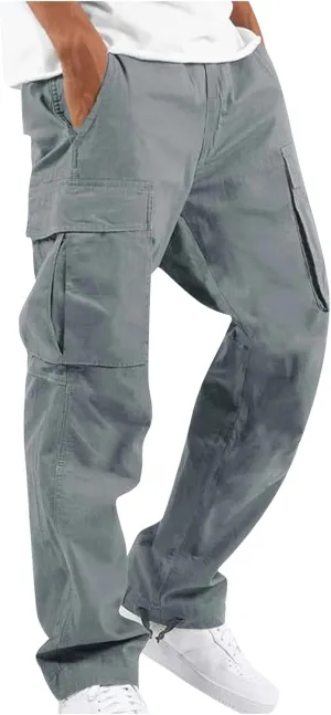GOFULY Cargo Pants for Men Casual Drawstring Elastic Waist Baggy Sweatpants with Pocket Work Pants Athletic Joggers Trouser