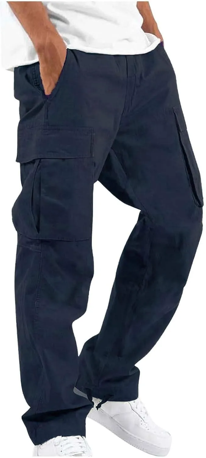 GOFULY Cargo Pants for Men Stretch Elastic Waist Drawstring Hiking Pants with Multi Pockets Sweatpants 2024 Joggers Trouser