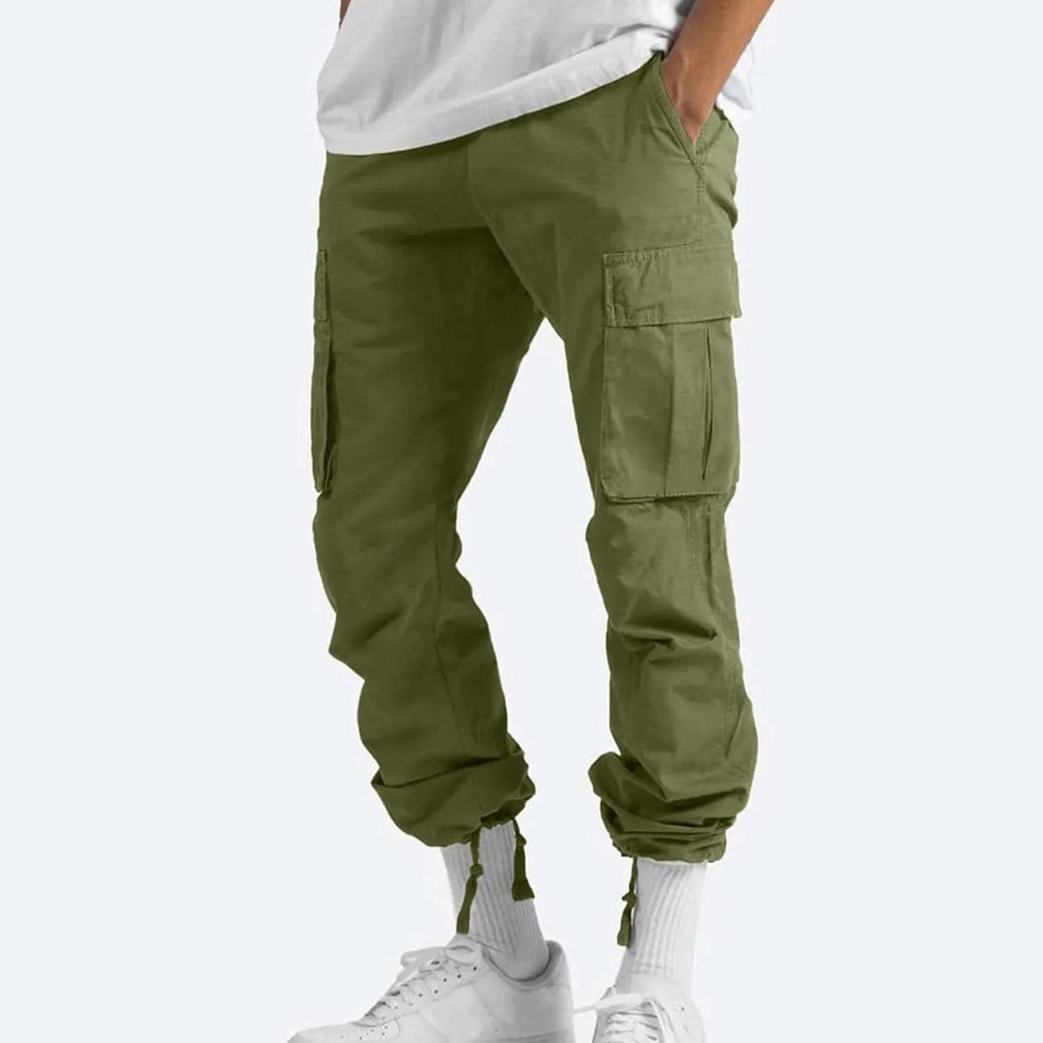 GOFULY Cargo Pants for Men Stretch Elastic Waist Drawstring Hiking Pants with Multi Pockets Sweatpants 2024 Joggers Trouser