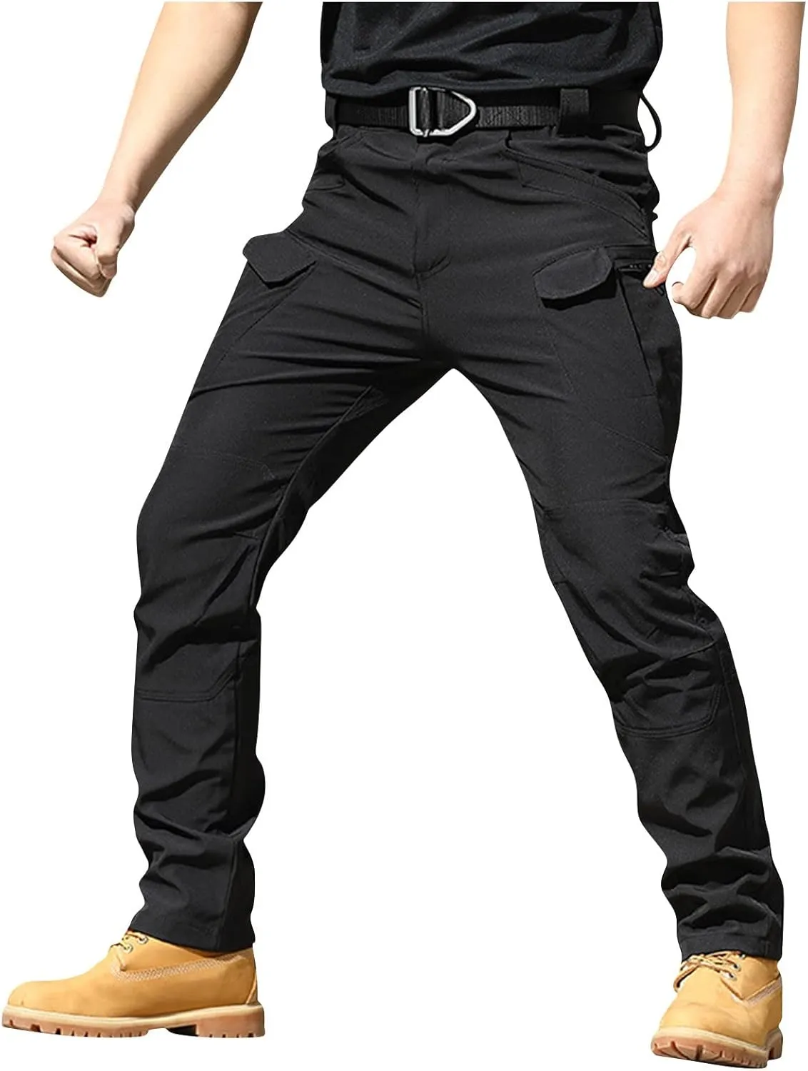 GOFULY Mens Cargo Pants Work Ripstop Stretch Construction Pants Slim Fit Casual Trousers Tall Baggy Pants with Multi Pockets