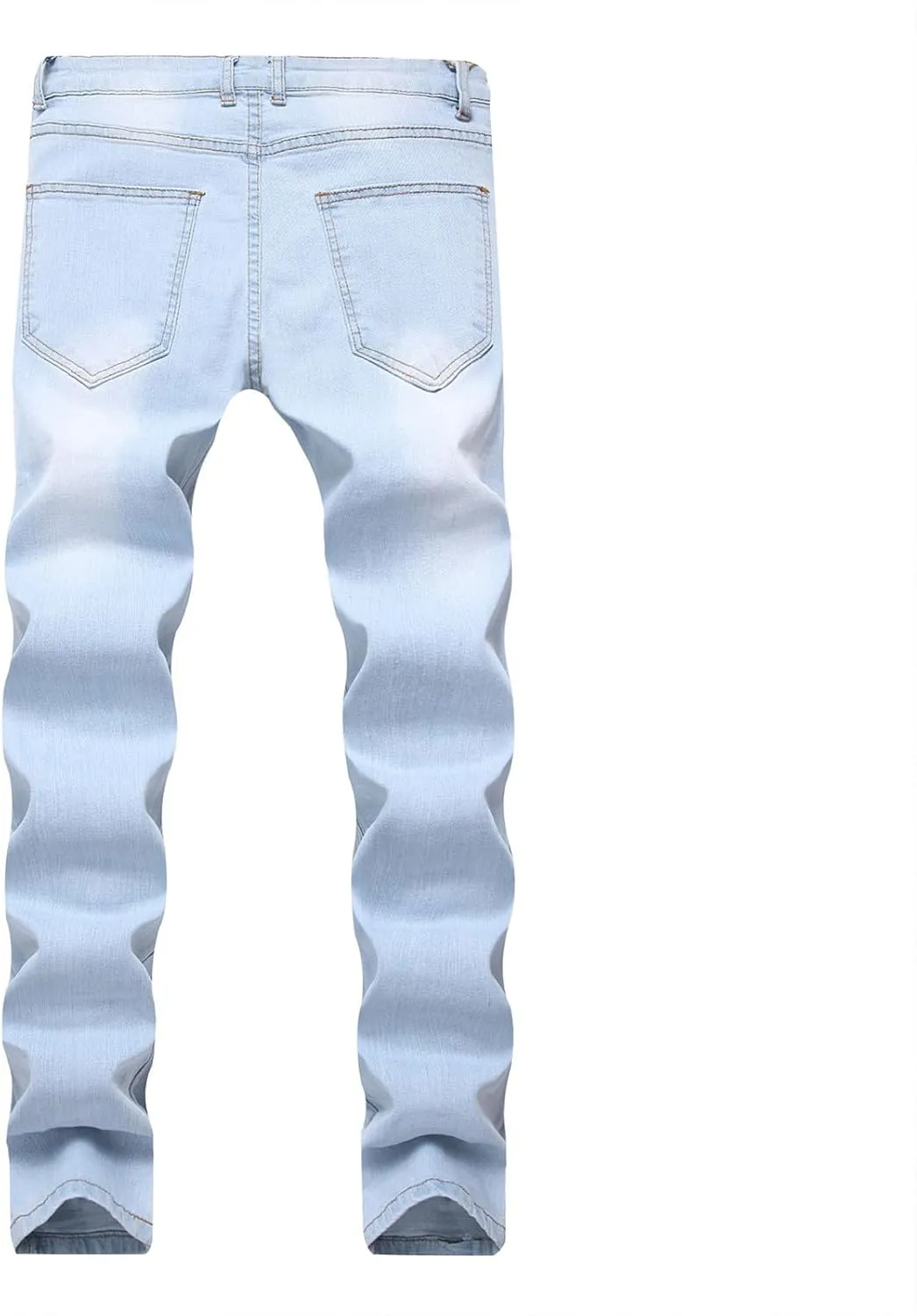 Jeans for Men 2023 Straight Stretch Cotton Denim Pants Casual Stylish Buckle Zipper Distressed Stretchy Trousers