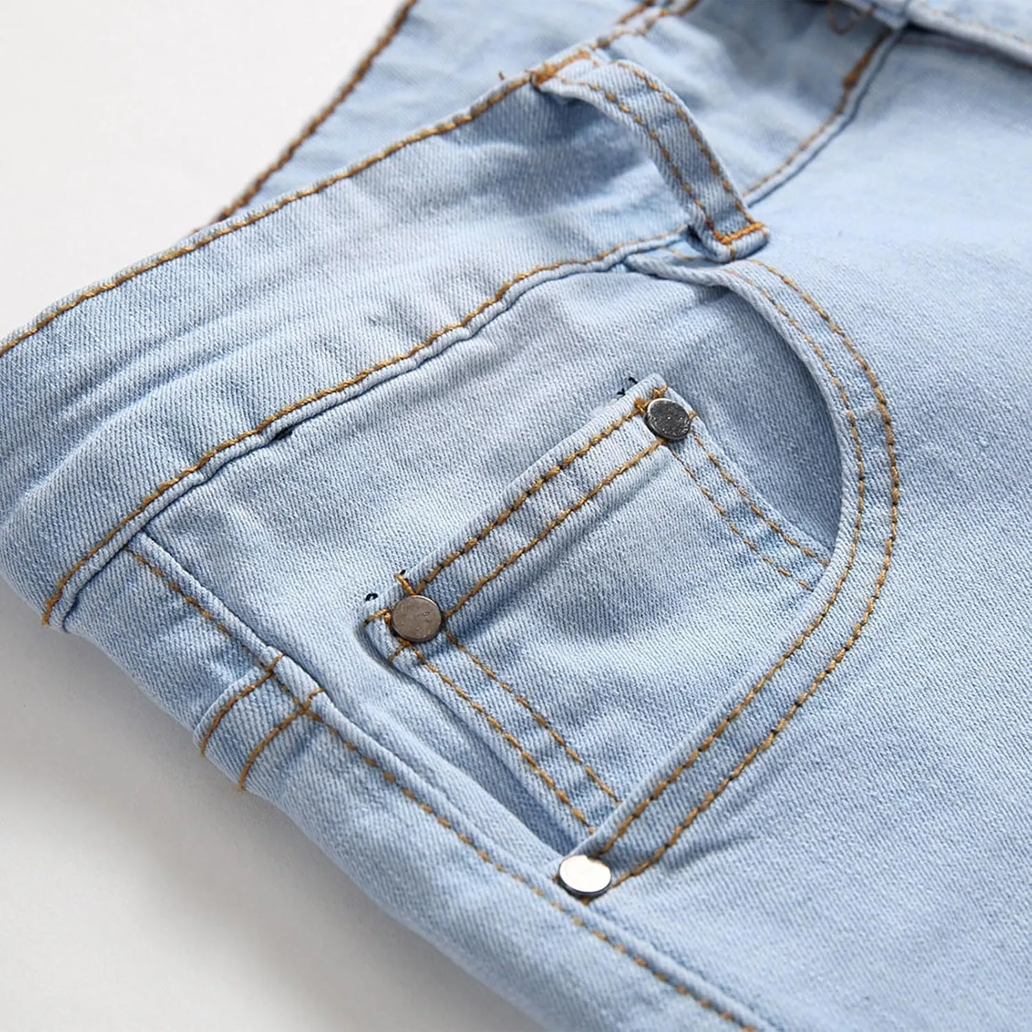 Jeans for Men 2023 Straight Stretch Cotton Denim Pants Casual Stylish Buckle Zipper Distressed Stretchy Trousers