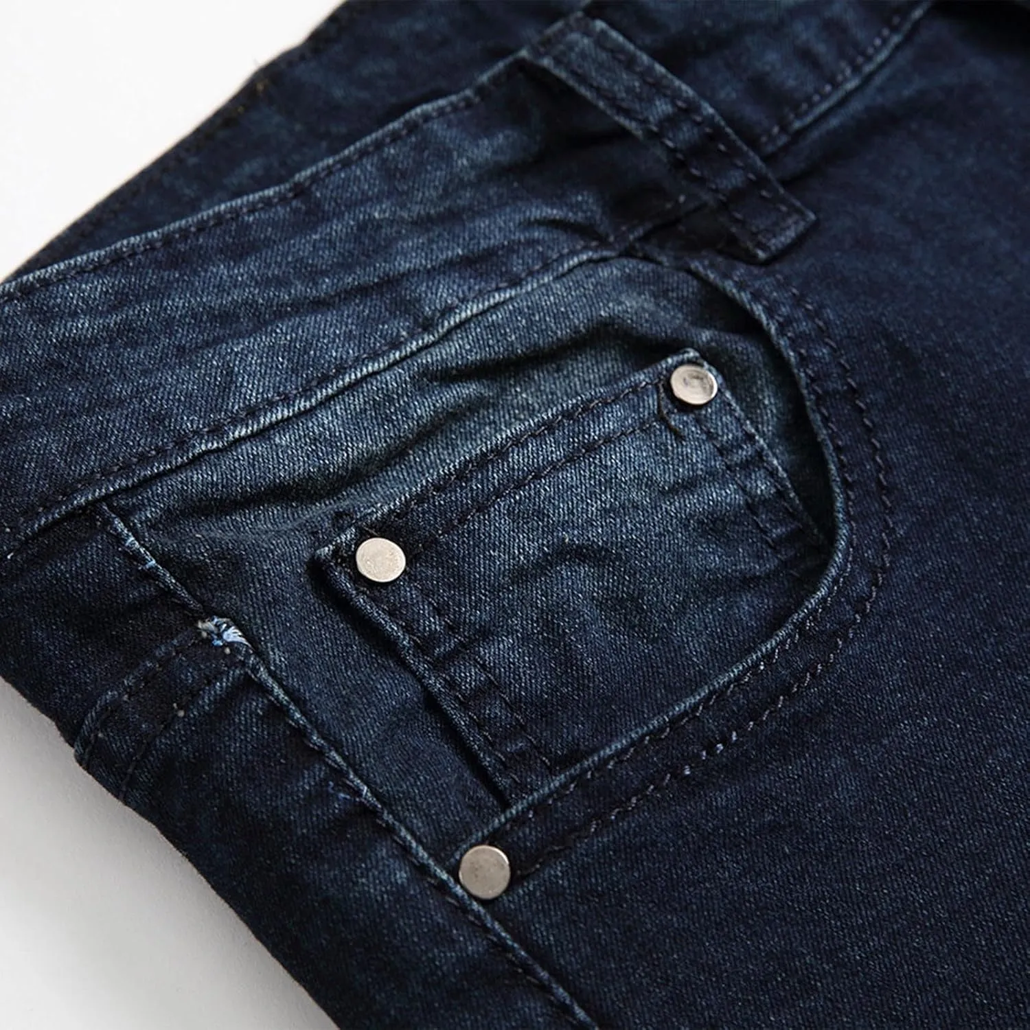 Jeans for Men 2023 Straight Stretch Cotton Denim Pants Casual Stylish Buckle Zipper Distressed Stretchy Trousers