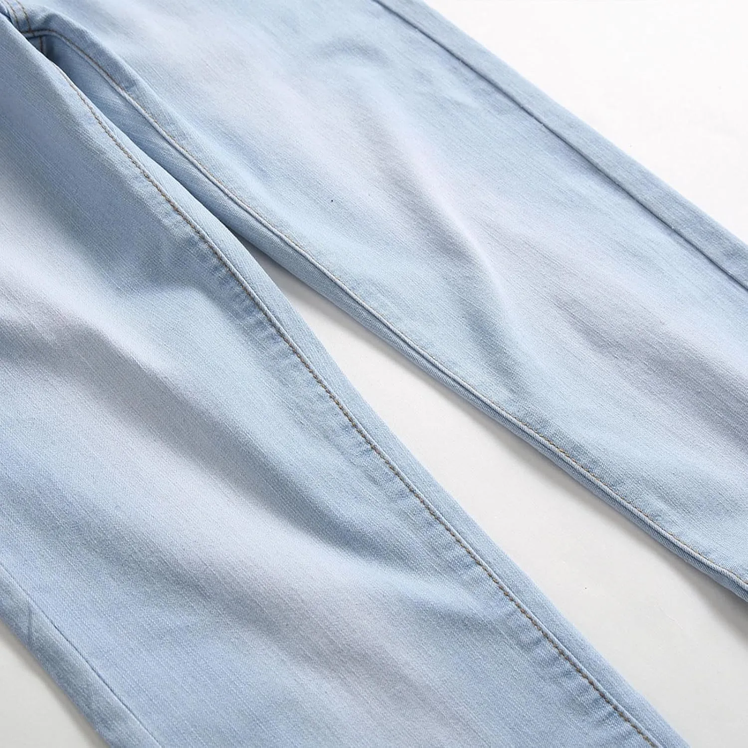 Jeans for Men 2023 Straight Stretch Cotton Denim Pants Casual Stylish Buckle Zipper Distressed Stretchy Trousers