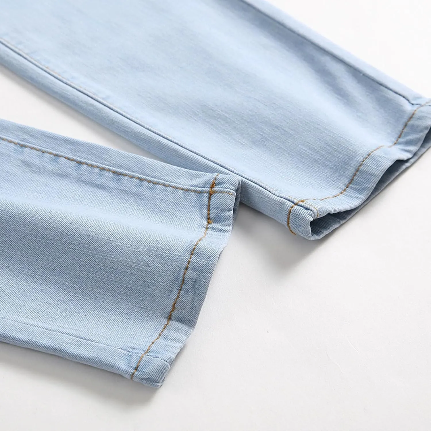 Jeans for Men 2023 Straight Stretch Cotton Denim Pants Casual Stylish Buckle Zipper Distressed Stretchy Trousers