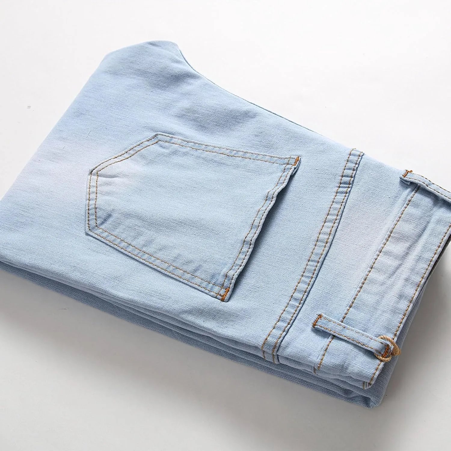 Jeans for Men 2023 Straight Stretch Cotton Denim Pants Casual Stylish Buckle Zipper Distressed Stretchy Trousers