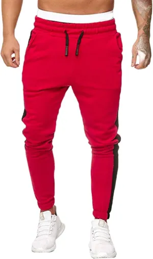 Jogger Pants for Men 2024 Casual Patchwork Stylish Stripe Drawstring Trousers Slim Fit Skinny Stretch Athletic Sweatpants